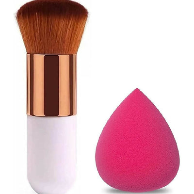 Favon Pack of 1 Foundation Cum Blush Brush and 1 Blender Puff