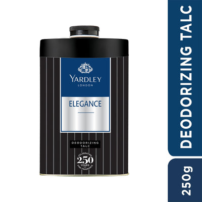 4x Yardley London Elegance Deodorizing Talc| Fougere Aromatic Woody Fragrance| Masculine Fragrance| Body Talc for Men| 250g - Pack of 4