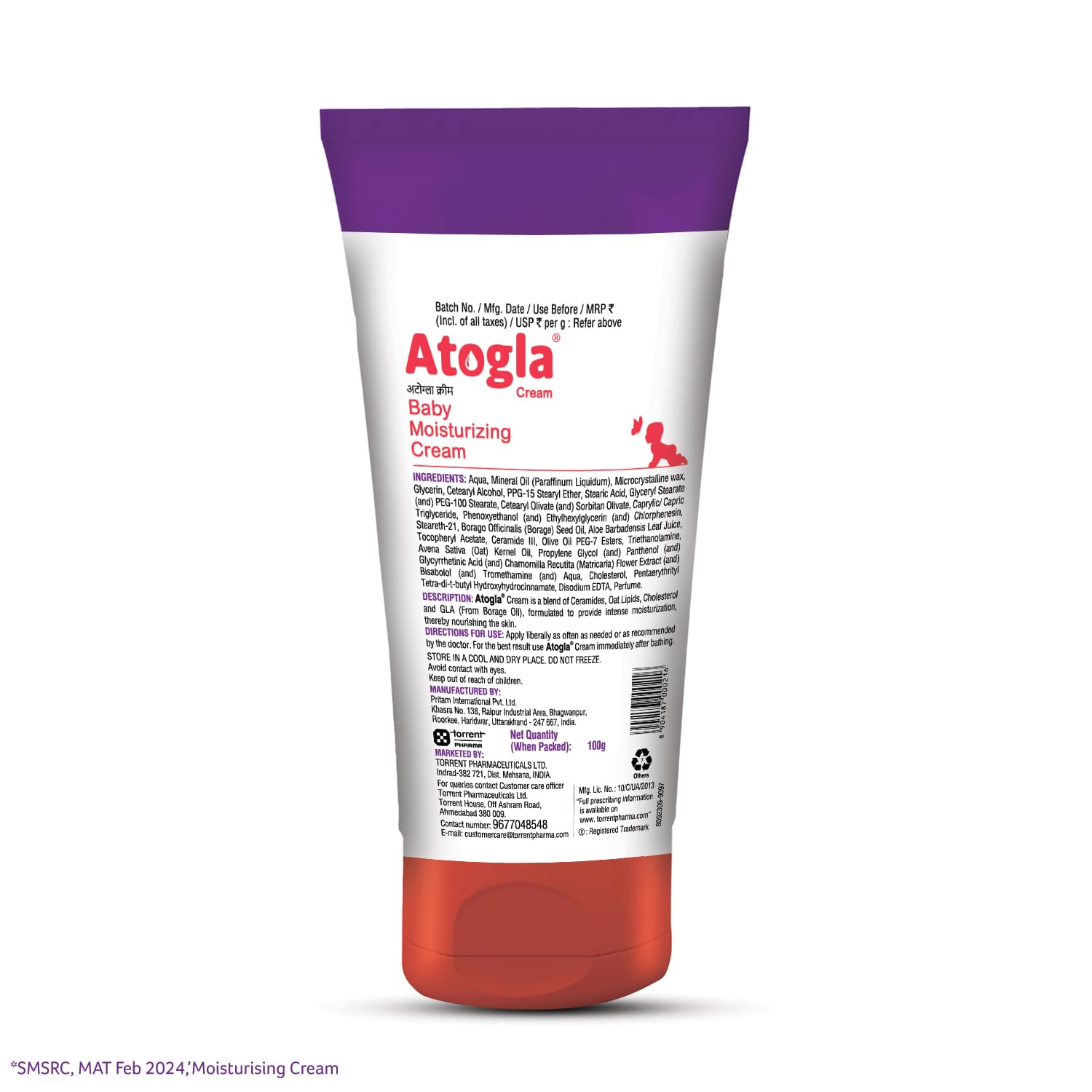 Atogla Baby Cream 100g from Tedibar Family | Advanced Gentle Moisturising Cream |Pediatrician Recommended- By Torrent Pharma