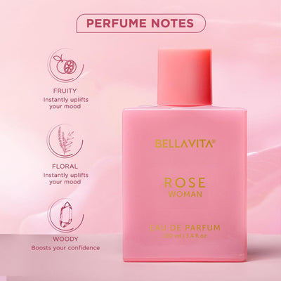 Bella Vita Luxury Rose Woman Eau De Parfum Perfume for Women with Black Currant, Vanilla, Jasmine|Floral & Sweet EDP Long Lasting Fragrance Scent 100 ML
