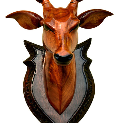 BK ART & CRAFTS Handicraft Wooden Deer Head with handicrafts Home Decor Showpiece Wall Decoration for Living Room, Bedroom and Office, Pack of 1