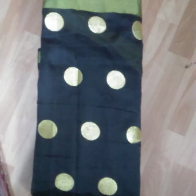 Birami Ethnics Women's Poly Cotton Saree with Blouse Piece, Free Size (Bf134_Black)