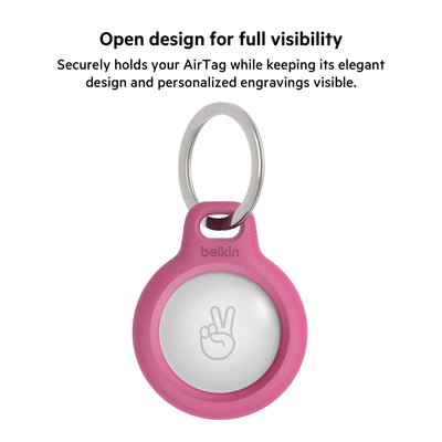 Belkin AirTag Case Secure Holder with Key Chain for Apple Air Tag Protective Cover with Advance Scratch Resistance - Blue Colour (F8W973)