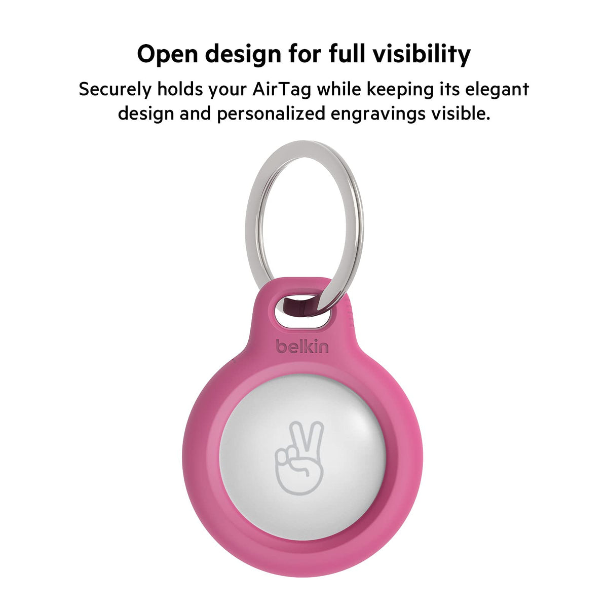 Belkin AirTag Case Secure Holder with Key Chain for Apple Air Tag Protective Cover with Advance Scratch Resistance - Blue Colour (F8W973)