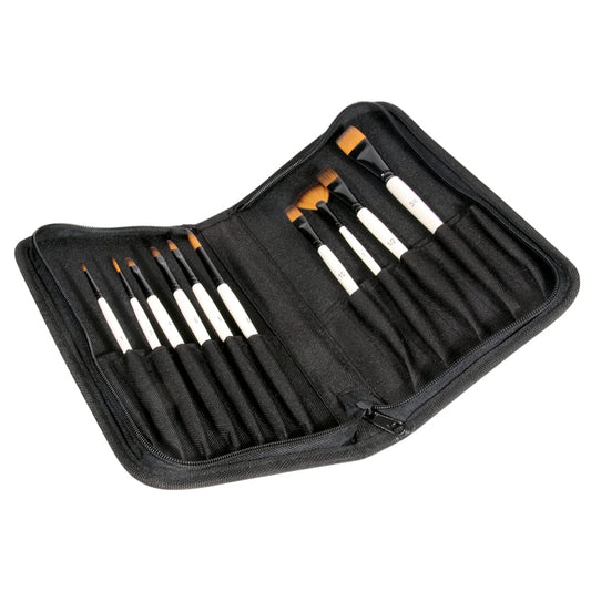 Daler-Rowney Graduate Short Handle Artists’ Zip Case Brush Set (10x Brushes)