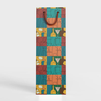 PaperPep Multicolor Barrel & Bottles 14"X4.85"X3.65" Wine Paper Bag Pack of 1