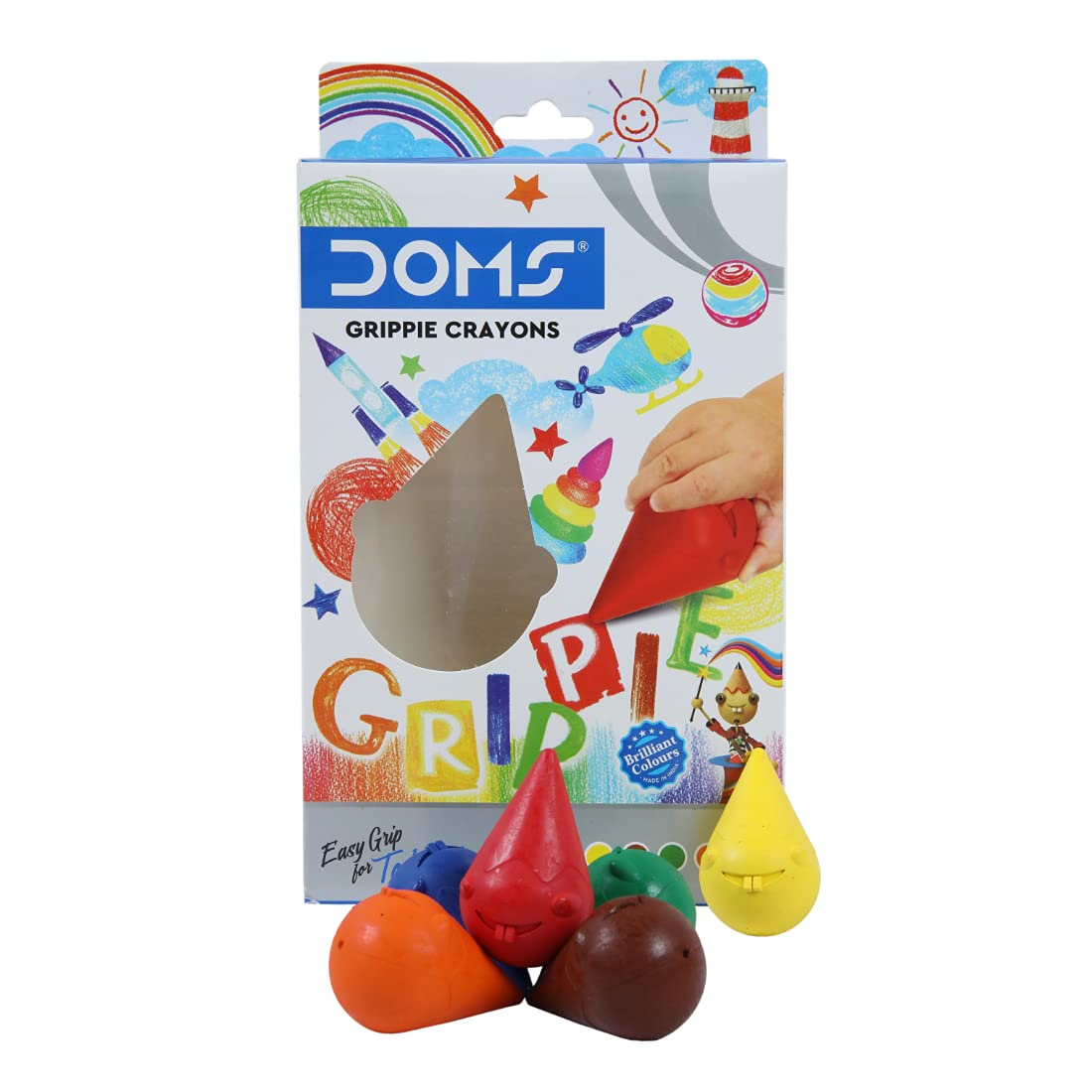 Doms 6 Shades Grippie Crayons Box Pack