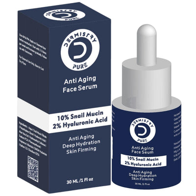 Dermistry Pure 10% Snail Mucin 96 Peptide + 2% Hyaluronic Acid Anti Aging Moisturizer Face Serum Repairs Fine Lines Wrinkles Collagen Boost Skin Lifting Firming Tightening Hydrating Anti Ageing 30ml