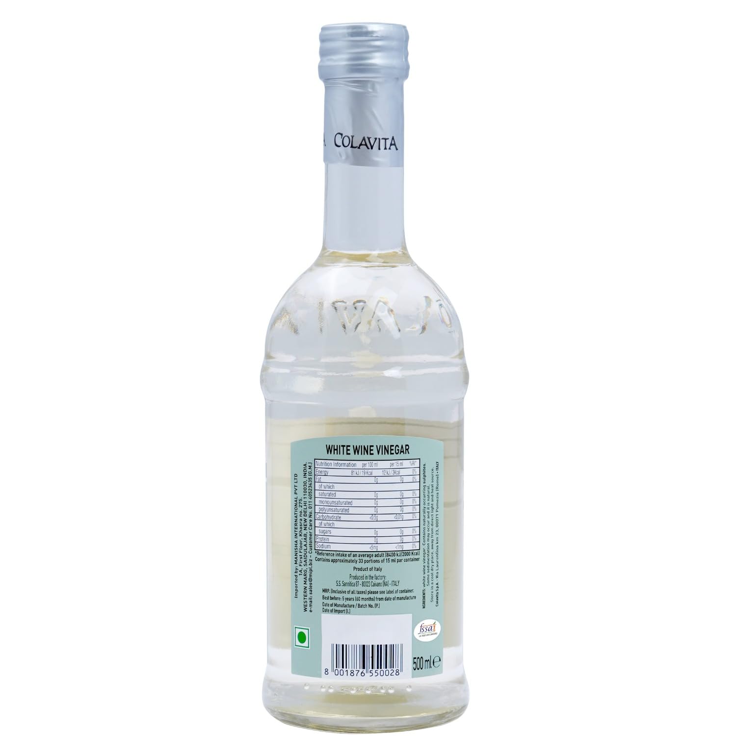 Colavita White Italian Condiment 500ml | Pairs well with Meats, White Sauces, Vegetables, Salads, Fish, and Rice | No Artificial Colors
