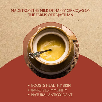 Indicow Organic Dairy Foods Pure Authentic A2 Gir cow Ghee | Bilona Curd-Churned, Cruelty-Free, Ayurvedic| Grass Fed Cows (1000ml(1ltr), Gir) | Glass Packaging