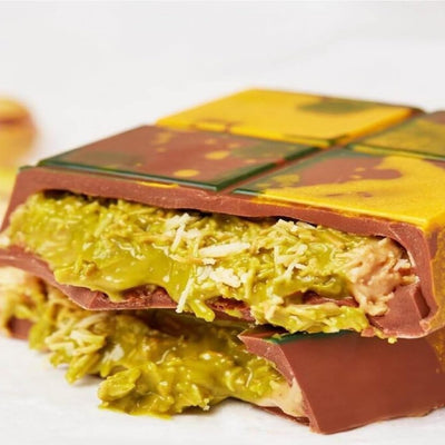 DECADENT FOODS Kunafa Dubai Milk Chocolate With Pistachio Cream Smooth And Delicious 140Gm (Red Edition)