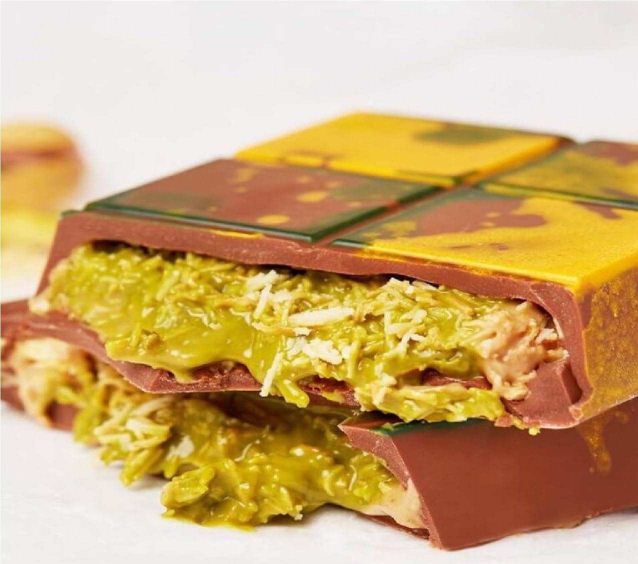 DECADENT FOODS Kunafa Dubai Milk Chocolate With Pistachio Cream Smooth And Delicious 140Gm (Red Edition)