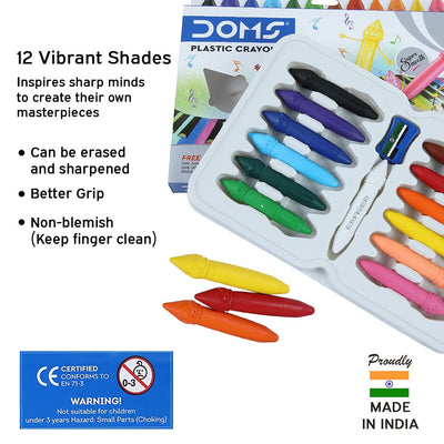 Doms 12 Shades Dommymate Plastic Crayons