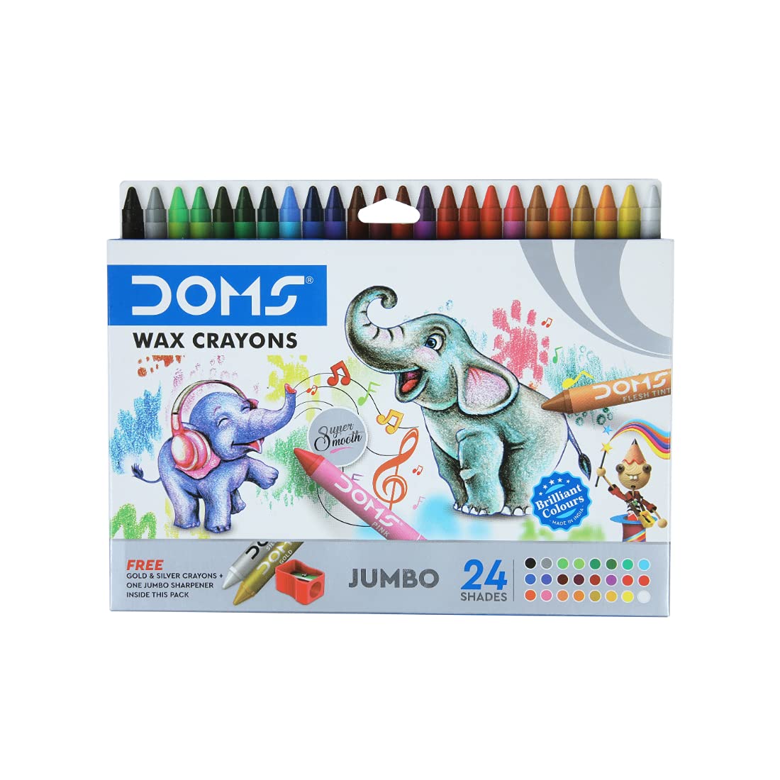 DOMS Long Jumbo Wax Crayons 24 Shades
