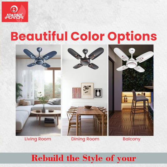 Aparna Mist 600 mm (24 inch) High-Speed Ceiling Fan (White)