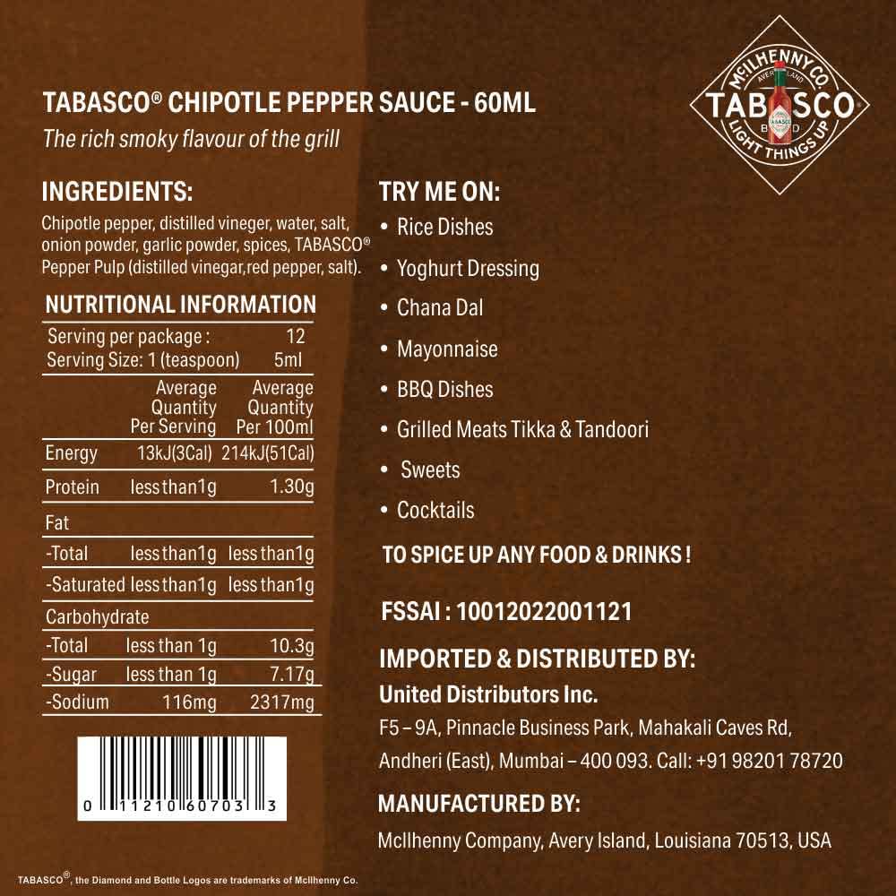 Tabasco Chipotle Pepper Sauce, 60Ml