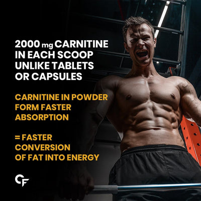 Carbamide Forte L Carnitine Powder for Men & Women | L-Carnitine L Tartrate 2000mg Supplement For Women & Men | L Carnitine Powder Pre Workout, Intra Workout & Post Workout Supplement | L Carnitine Supplement Black Current Flavour - 150g