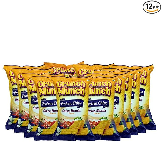 Crunch Munch Best Baked Protein chips | Onion Masala Flavor Pack of 12