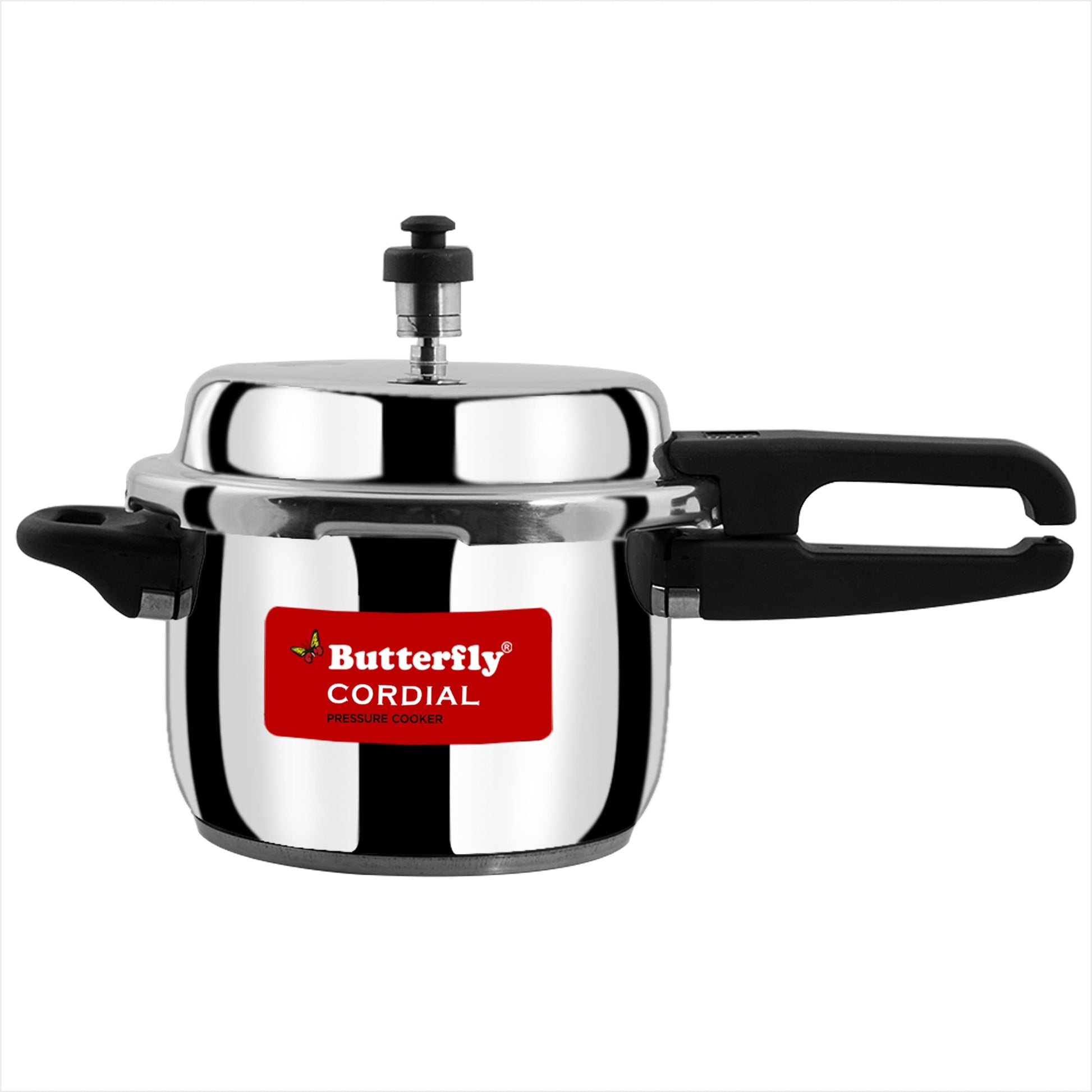 Butterfly Cordial 2, 3 & 5 Litres Outer Lid SS Pressure Cookers | Induction & Gas Stove Compatible | ISI Certified | 2 Years Manufacturer's Warranty