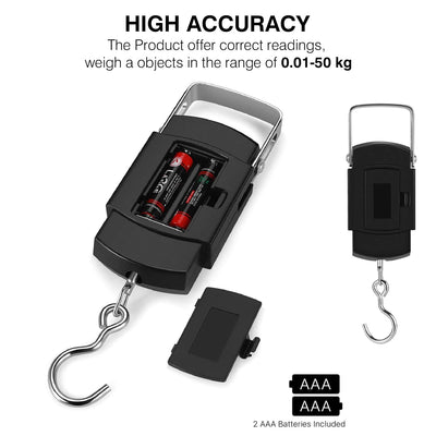 Bulfyss by UrbanFix Electronic 50Kgs Digital Luggage Weighing Scale - Black | Bag Weighing Scale for Luggage | Spring Balance | Weight Machine for Luggage