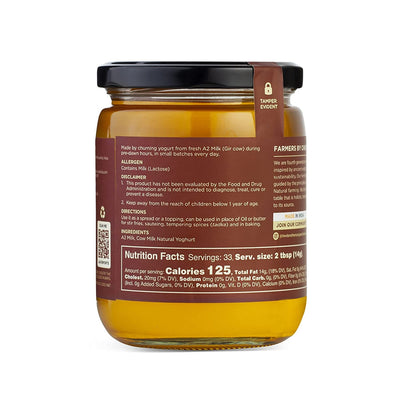 2x Two Brothers Organic Farms - A2 Ghee - Pack of 2 (500 ml each) | Cultured Cow Desi Ghee | Curd-Churned Bilona Ghee  | Grass-Fed A2 Gir Cow Ghee