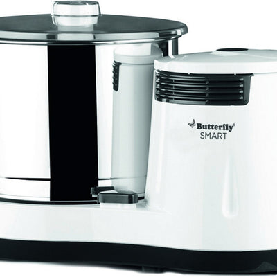 Butterfly Smart 750-Watt Mixer Grinder with 4 Jar (Grey) & Smart 150-Watt Table Top Wet Grinder with Coconut Scrapper Attachment (White) Combo
