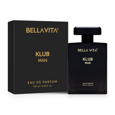 Bella Vita Luxury KLUB Man Eau De Parfum Perfume with Lemon, Rose, Patchouli, Vanilla|Premium, Long Lasting Citrusy Aromatic Fragrance for Men, 100 ML