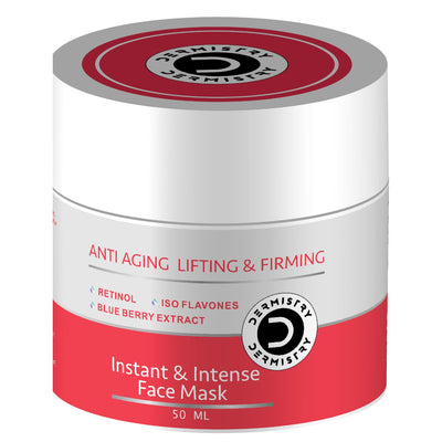 Dermistry Anti Aging Instant Skin Firming Lifting Tightening Retinol Blueberry Vit E Face Pack Mask For Ageing Fine Lines Wrinkles - 50ml