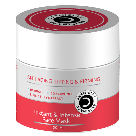 Dermistry Anti Aging Instant Skin Firming Lifting Tightening Retinol Blueberry Vit E Face Pack Mask For Ageing Fine Lines Wrinkles - 50ml