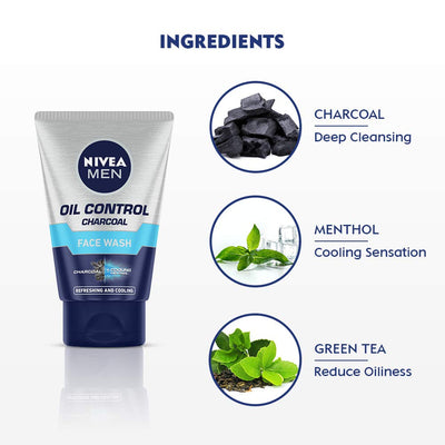 Nivea Men Face Wash for Oily Skin, Charcoal for Oil Control