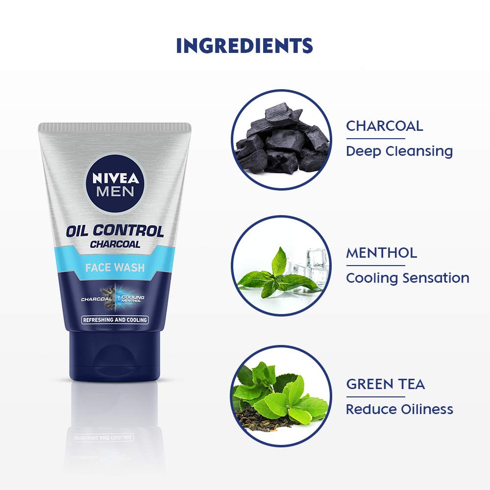 Nivea Men Face Wash for Oily Skin, Charcoal for Oil Control