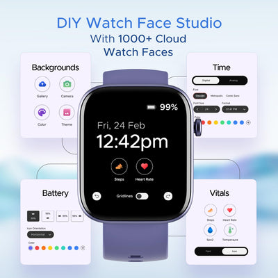 boAt Wave Call 2 Smart Watch with 1.83" HD Display, Advanced BT Calling, DIY Watch Face Studio, Coins, 700+Active Modes, Live Cricket Scores, HR&SPO2 and Sleep Monitoring(Orchid Haze)