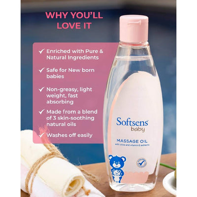 Softsens Baby Skin Hydrating Essential Kit - Milk Bar Soap(100gx3), Natural Cream(100g) & Massage Oil (200ml)