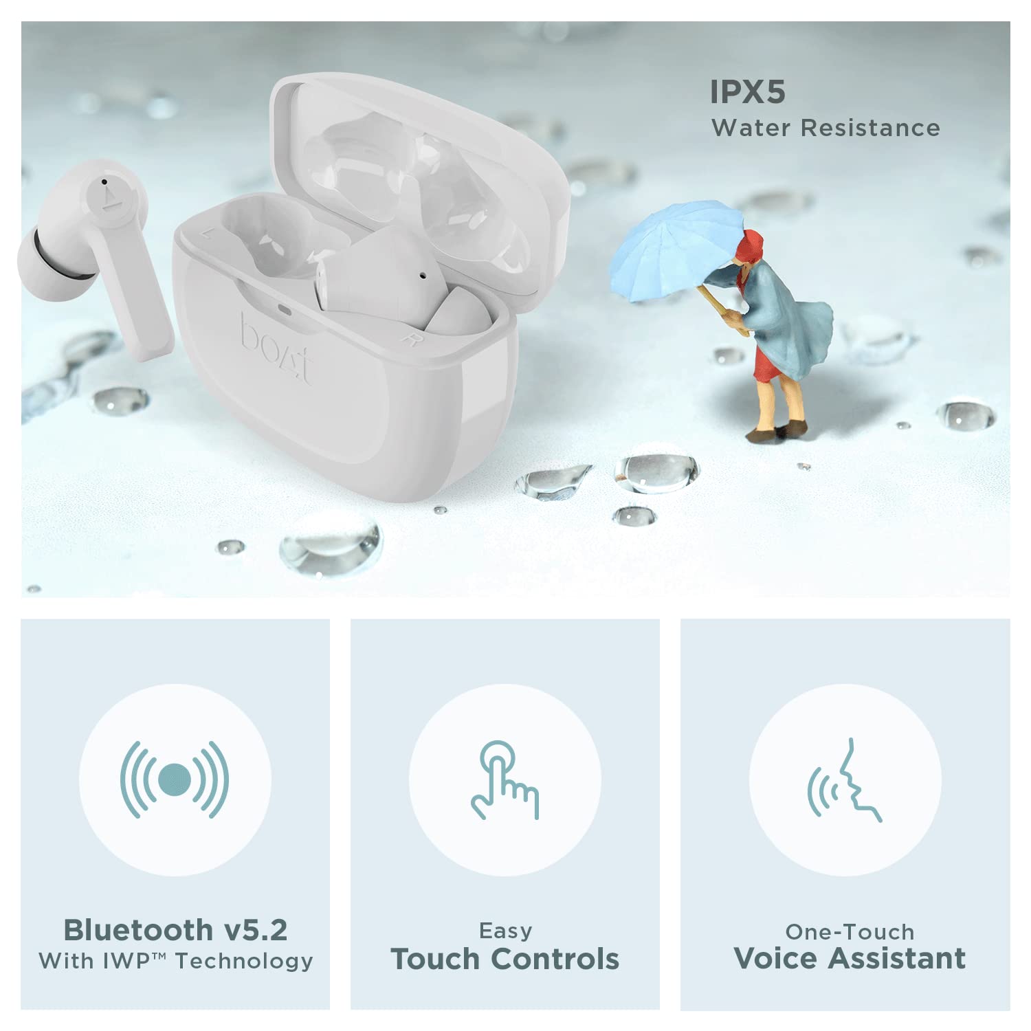 boAt Airdopes 393ANC True Wireless in Ear Earbuds with 32dB Hybrid ANC, Quad Mics with ENx™ Tech, 30 Hours Playback,Beast™ Mode,ASAP™ Charge,Ambient Mode,Bluetooth v5.2 IWP™, IPX5(Ivory White)