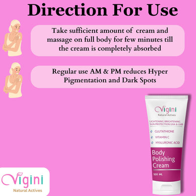 Vigini Skin Whitening Lightening Brightening Scrub Moisturizer Full Body Radiance Cream, Tan Pigmentation Removal, Glutathione Hyaluronic Acid Vitamin C Scrub Cream, Underarms Women Men - 100ml
