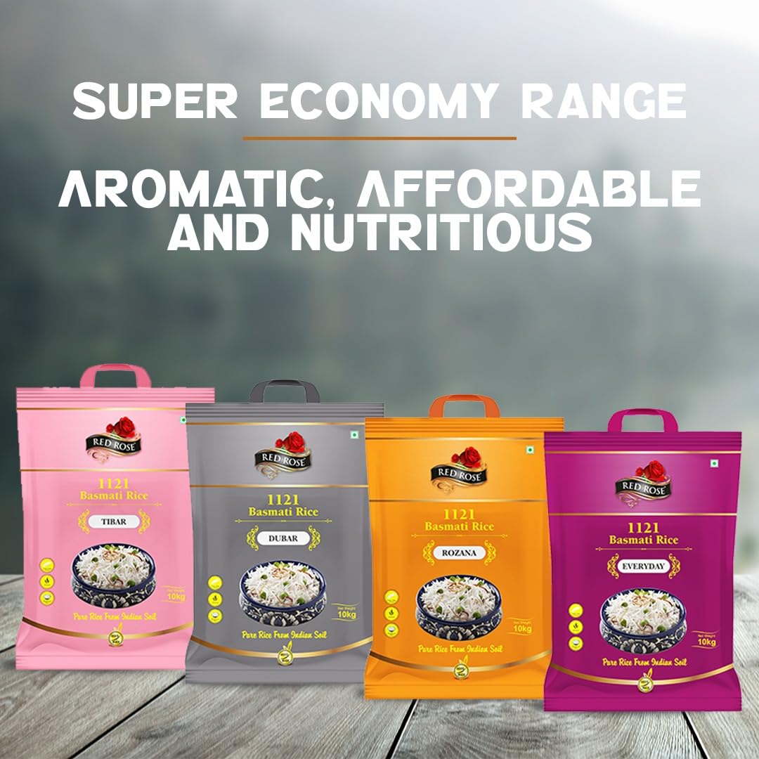 Red Rose Tibar Basmati Rice 1Kg, Perfectly Aged, Grain with Rich Aroma, Best Indian Basmati Rice