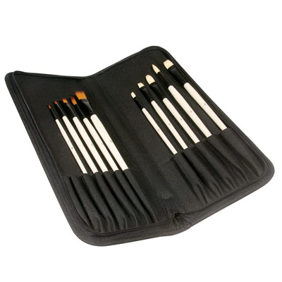 Daler-Rowney Graduate Long Handle Acrylic & Oil Zip Case Brush Set (10x Brushes)