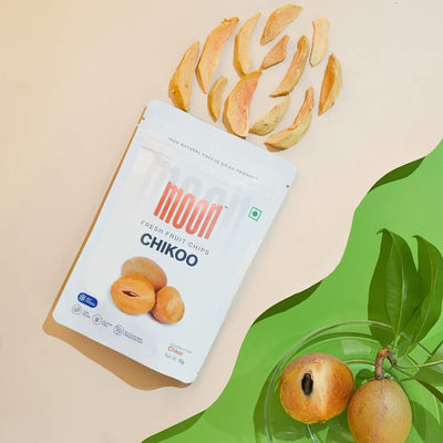 Moon Freeze Dried Chikoo | Healthy Chikoo Snack | 100% Natural, Vegan, No Preservatives, No Added Sugar | 16Gm | Pack of 01