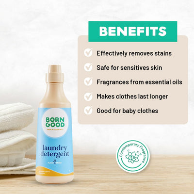 Born Good Plant Based Japanese Cypress Fragrance Laundry Detergent, Biodegradable, Non-Toxic And Eco-Friendly - 1 Ltr (Pack of 1)