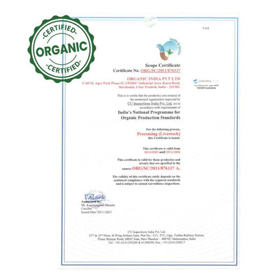A TATA Product - Organic India Pure Cow Ghee, 500ml, Lab Tested on 600+ Parameters, Certified Organic, Glass Bottle, Sourced from Organically Fed Cows, Authentic Taste, Rich in Healthy Fat