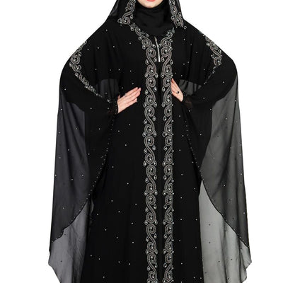 Arabian White Stone Burqa Free Size (Fits Up to 60kg Body Weight) - Modest Wear