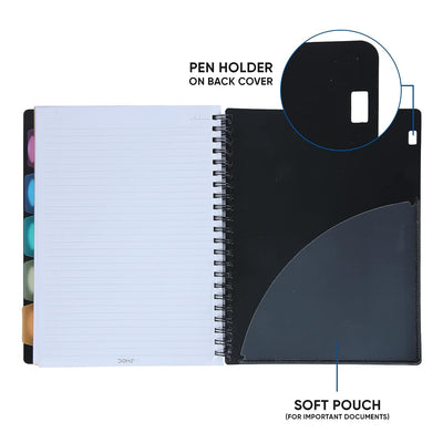 Doms Wiro Binding Notebook | 5 Subject Book | Single Line Ruled | 300 Pages | 29.7 x 21 cm | Pack of 1