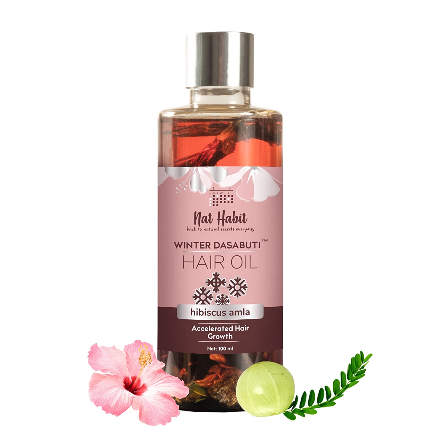 5x Nat Habit - Hair Oil For Hair Fall, Massage, Dry, Frizzy Hair With 16 Herbs, Castor, Coconut, Amla, 100ml - Pack of 5