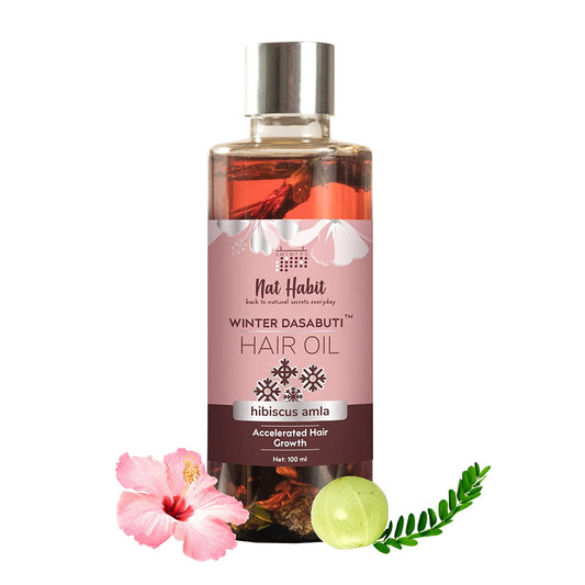 5x Nat Habit - Hair Oil For Hair Fall, Massage, Dry, Frizzy Hair With 16 Herbs, Castor, Coconut, Amla, 100ml - Pack of 5
