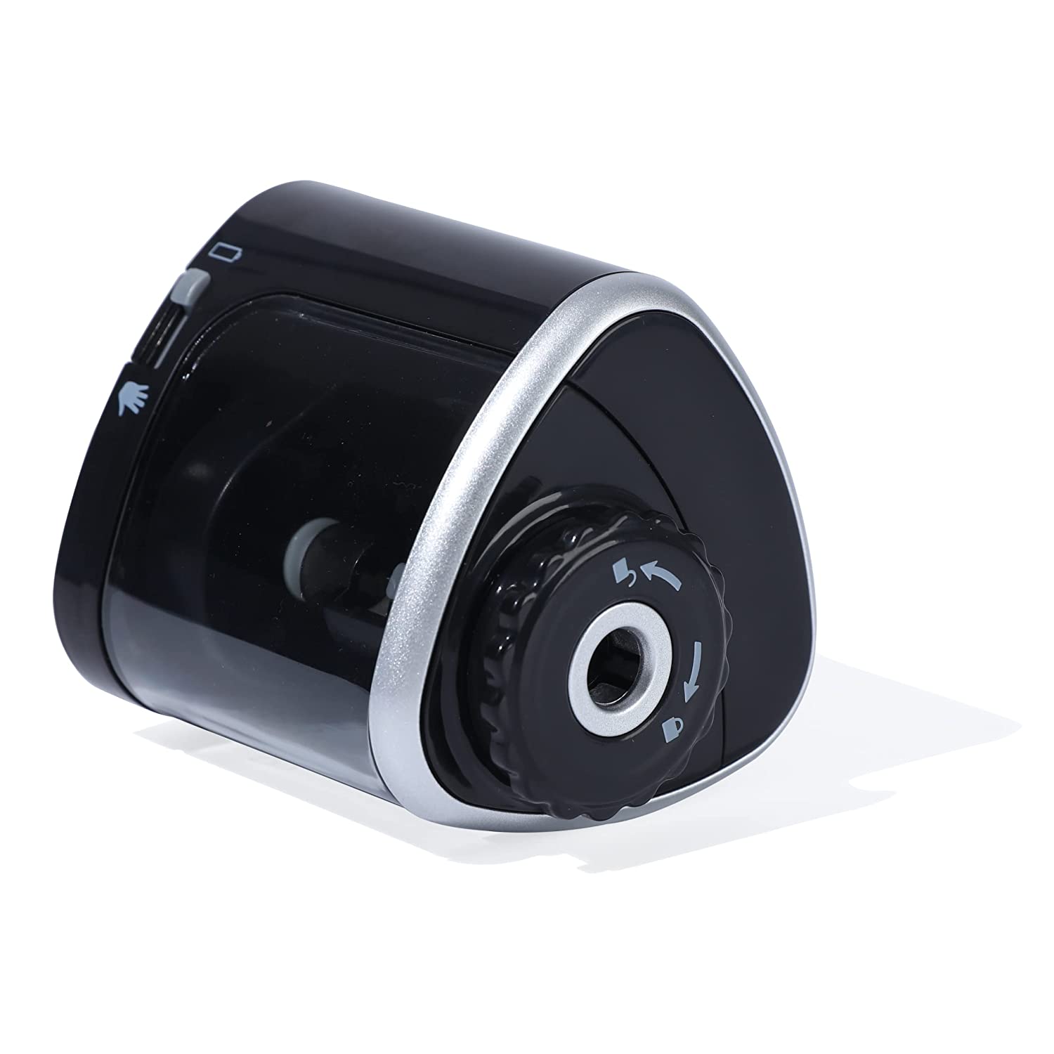 BRUSTRO Semi-Auto Pencil Sharpener | Battery Operated + Manual |Electric Sharpener, Fast Sharping, Automatic, Ideal for Students and Adults, Professional Artists, Auto feed for Home, Office,School use