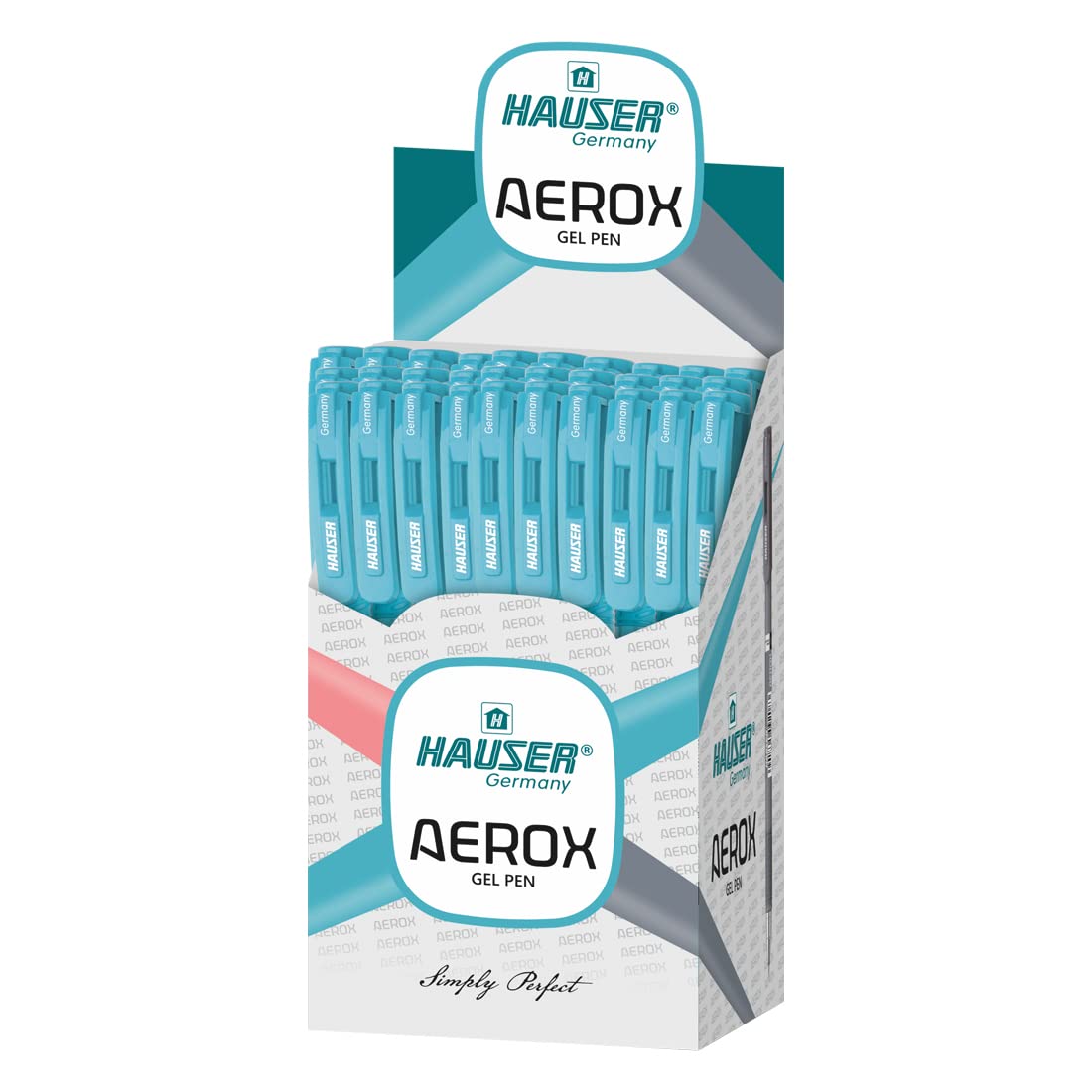 Hauser Aerox Gel Pen Stand - Blue, Black & Red Ink, Set Of 50