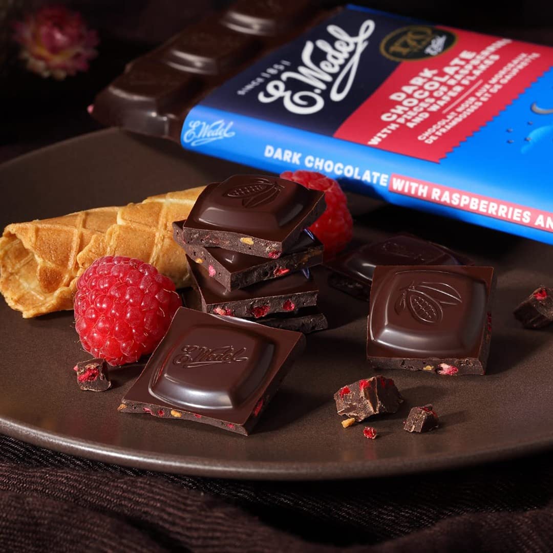 5x Wedel Dark Choc With Raspberry & Wafers Bar 80G  each - Pack of 5