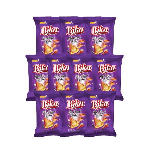 BIKA Fika Black Pepper Chicken Flavoured Pyramid Crackers 70 g Pack of 10
