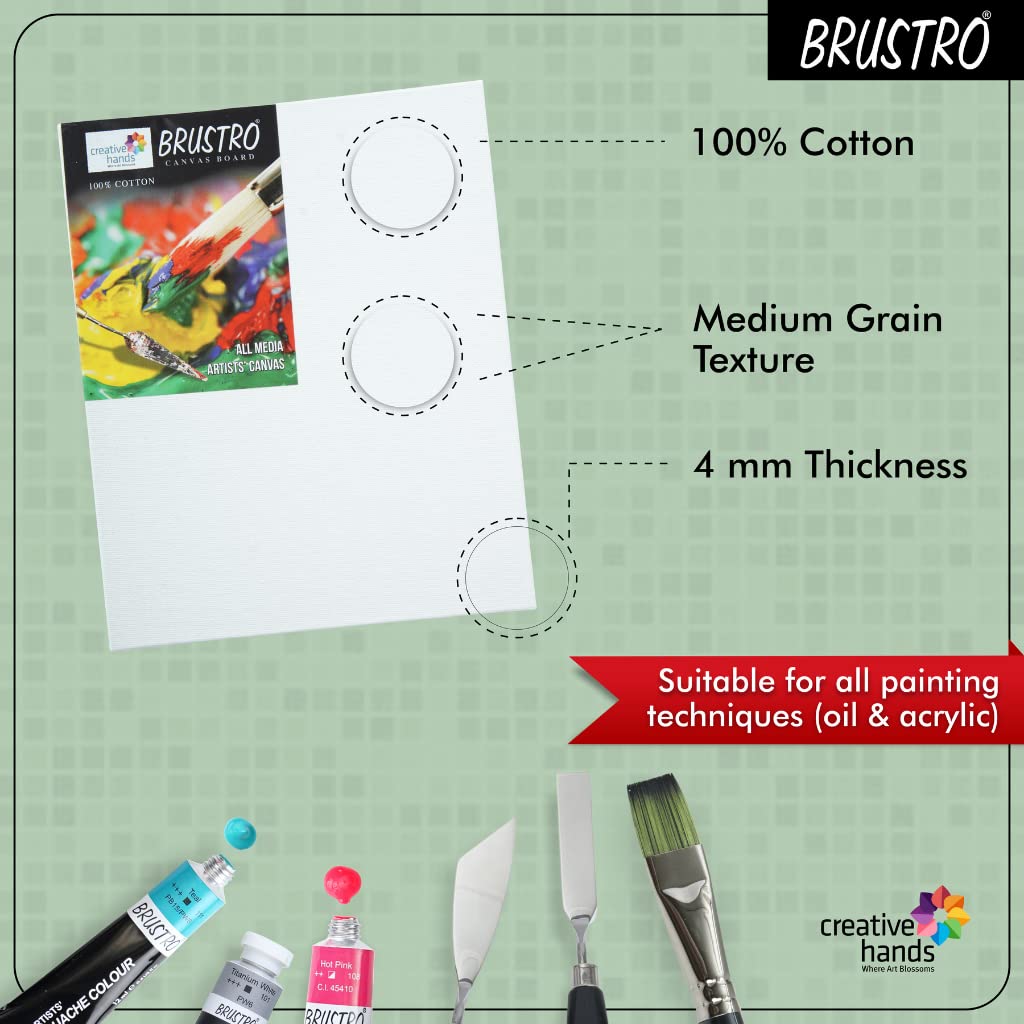 Brustro Artists' Canvas Board Medium Grain 18"x24" (Pack of 4)