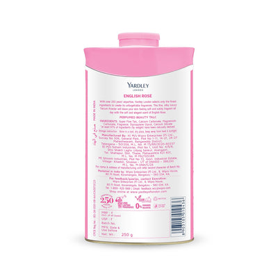 4x Yardley London English Rose Perfumed Talc| Fragrant Beauty Talc for Women| Smooth texture| 250g each - Pack of 4